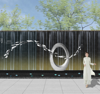 现代风格景墙SU模型下载